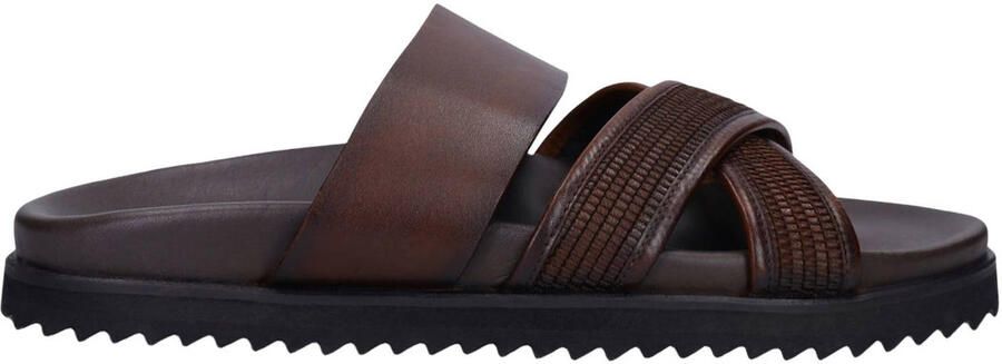 Manfield Heren Bruine leren slippers