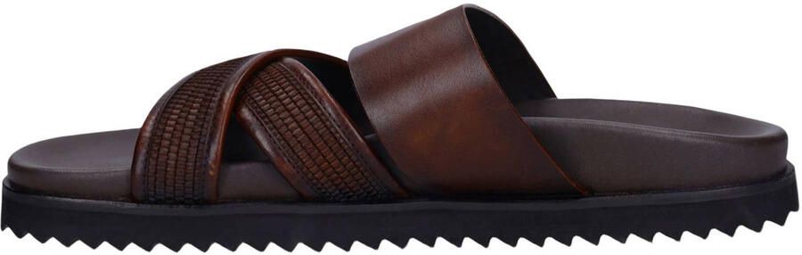 Manfield Heren Bruine leren slippers - Foto 3