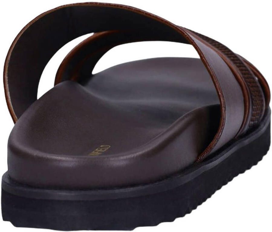 Manfield Heren Bruine leren slippers - Foto 2