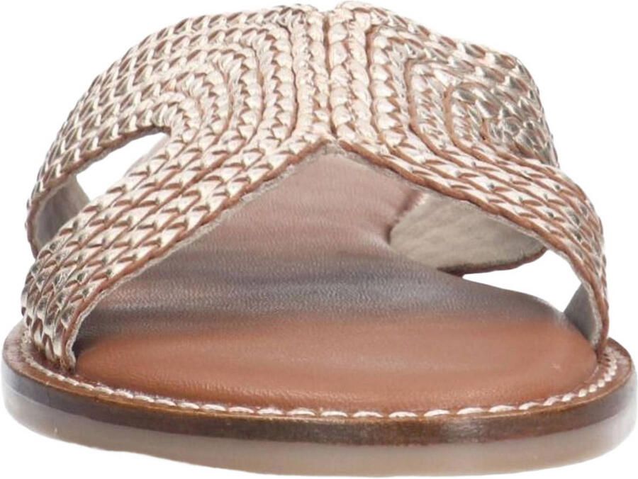Manfield Dames Goudkleurige leren slippers - Foto 2