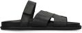 Manfield Heren Zwarte leren slippers - Zwart