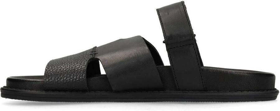 Manfield Heren Zwarte leren slippers - Foto 2