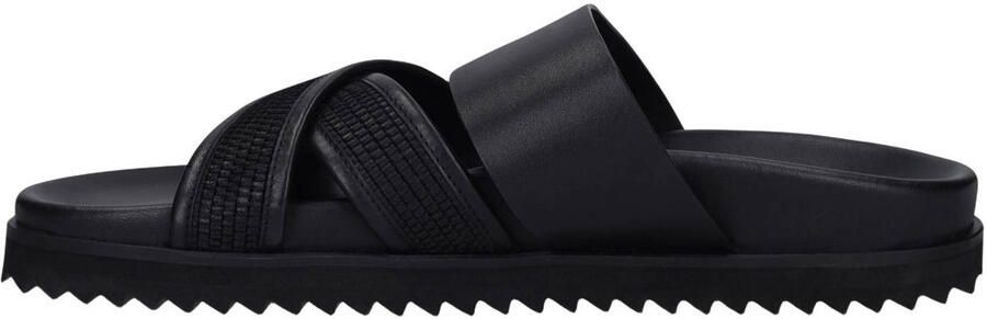Manfield Heren Zwarte leren slippers - Foto 3