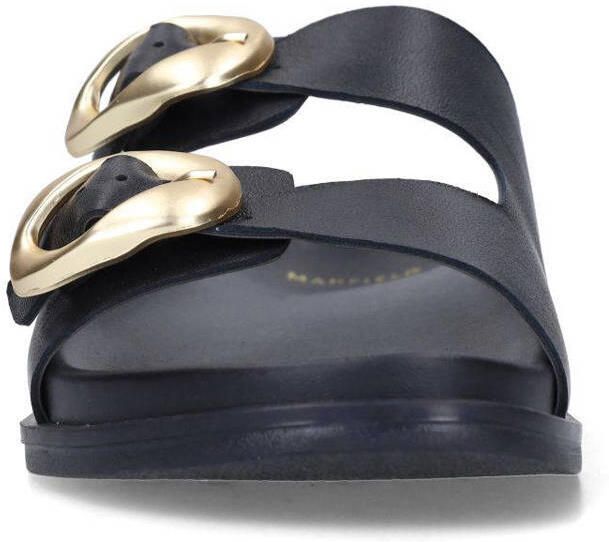 Manfield Dames Zwarte leren sandalen met gesp - Foto 2