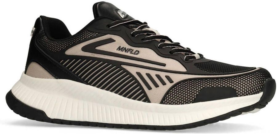 Manfield leren sneakers beige zwart - Foto 2