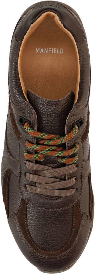 Manfield Heren Bruine leren sneakers - Foto 2