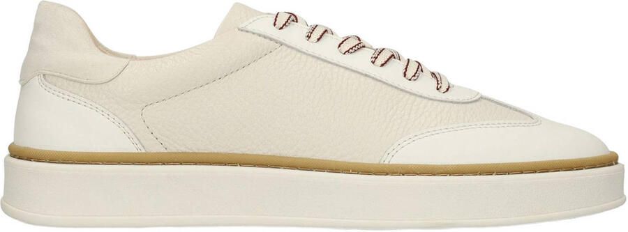 Manfield Heren Off white leren sneakers