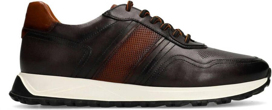 Manfield Heren Grijze leren sneakers