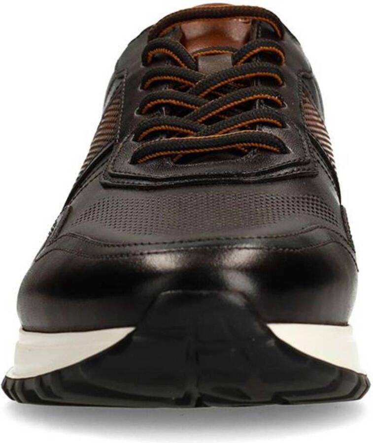 Manfield Heren Grijze leren sneakers