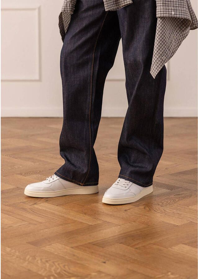 Manfield Heren Witte leren sneakers - Foto 3