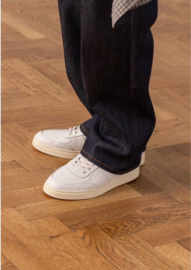 Manfield Heren Witte leren sneakers - Foto 2