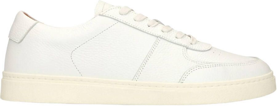 Manfield Heren Witte leren sneakers