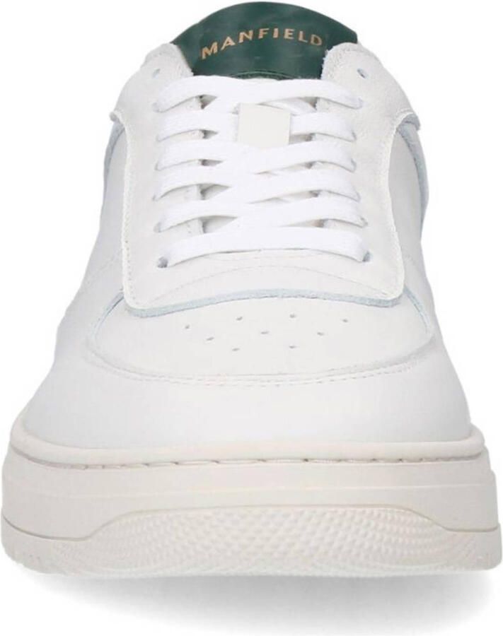 Manfield Heren Witte leren sneakers