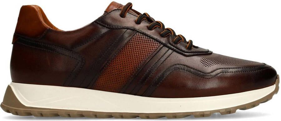 Manfield Heren Bruine leren sneakers