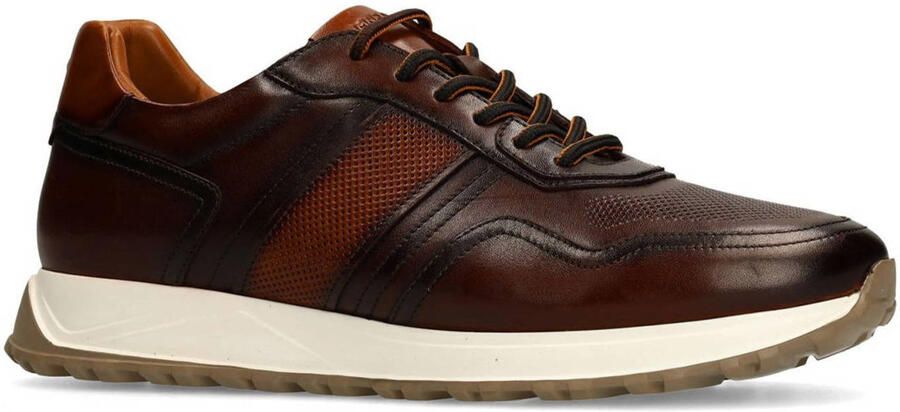 Manfield Heren Bruine leren sneakers