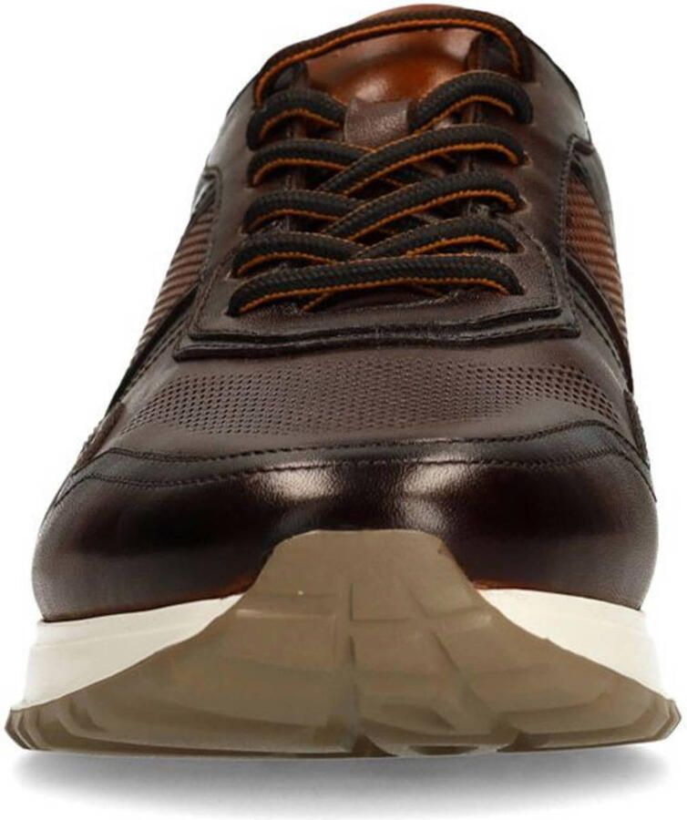 Manfield Heren Bruine leren sneakers