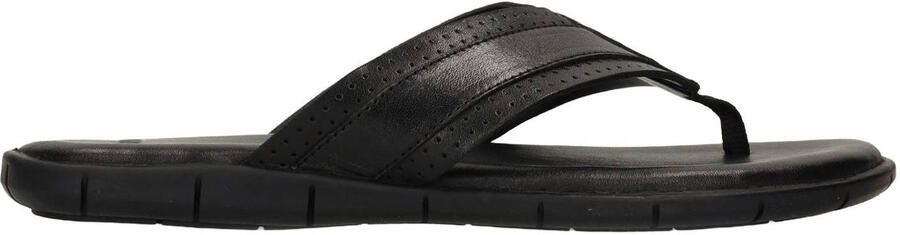 Manfield Heren Zwarte leren slippers
