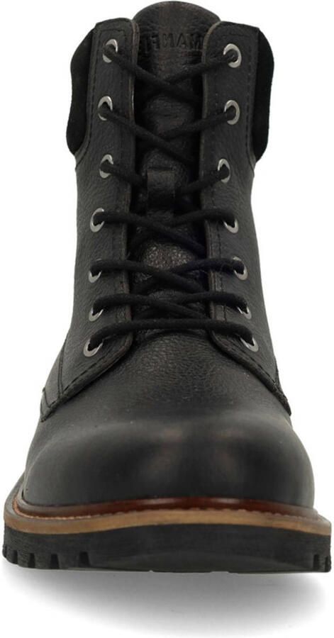 Manfield Heren Zwarte leren veterboots - Foto 3
