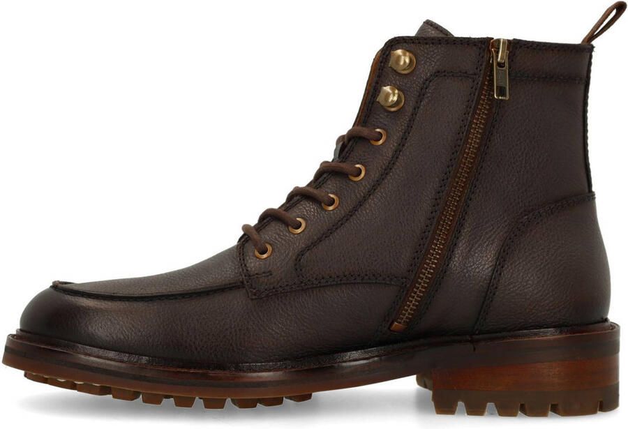 Manfield Heren Bruine leren veterboots - Foto 3
