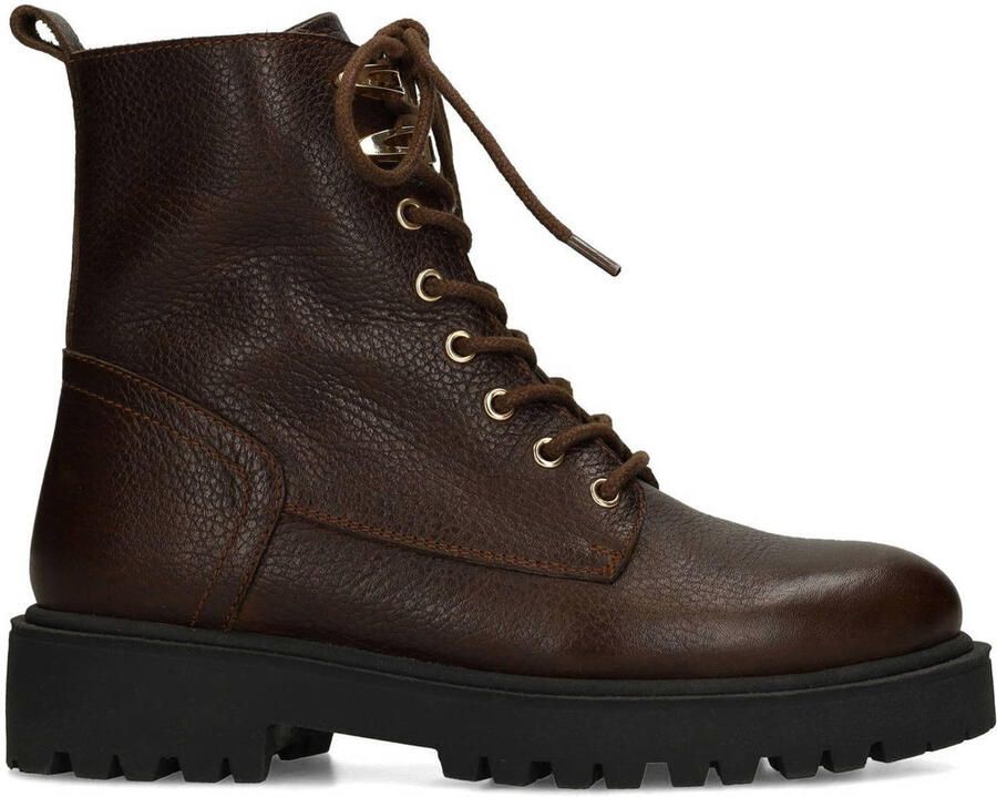 Manfield Dames Bruine leren veterboots