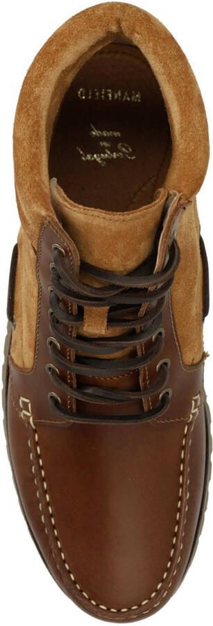 Manfield Heren Cognac leren veterboots - Foto 3