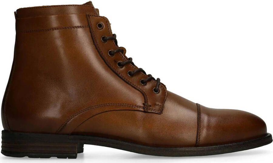 Manfield Heren Cognac leren veterschoenen