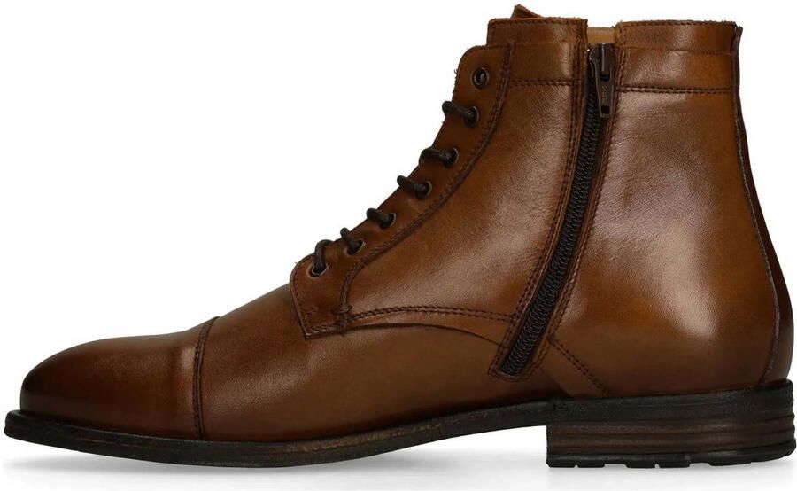 Manfield Heren Cognac leren veterschoenen - Foto 3