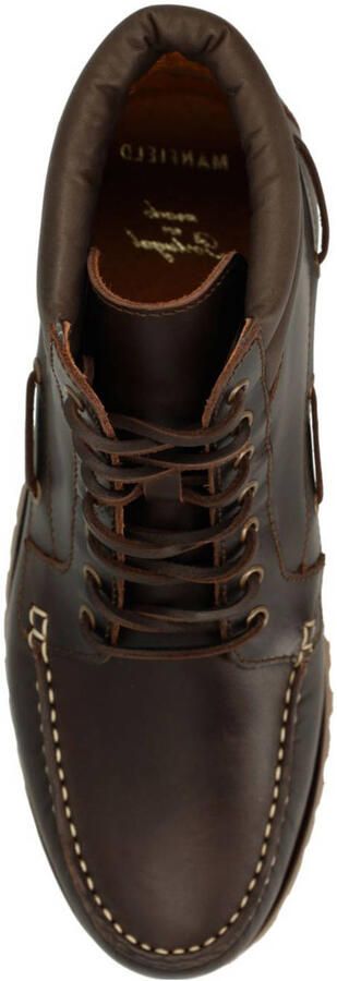 Manfield Heren Donkerbruine leren veterboots - Foto 3