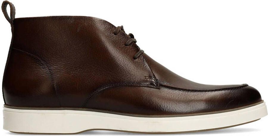 Manfield Heren Donkerbruine leren veterschoenen