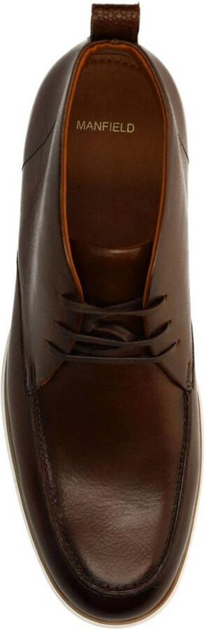 Manfield Heren Donkerbruine leren veterschoenen - Foto 3