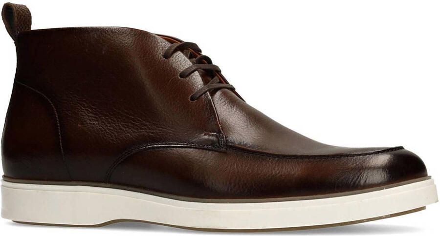 Manfield Heren Donkerbruine leren veterschoenen