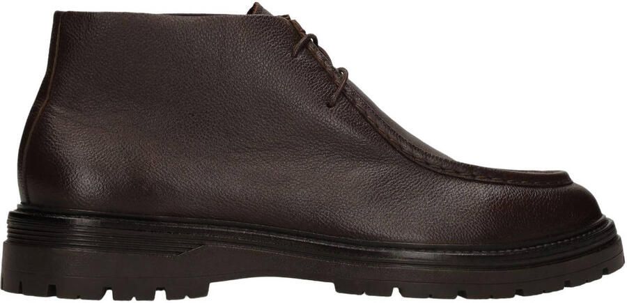 Manfield leren veterboots met profielzool bruin