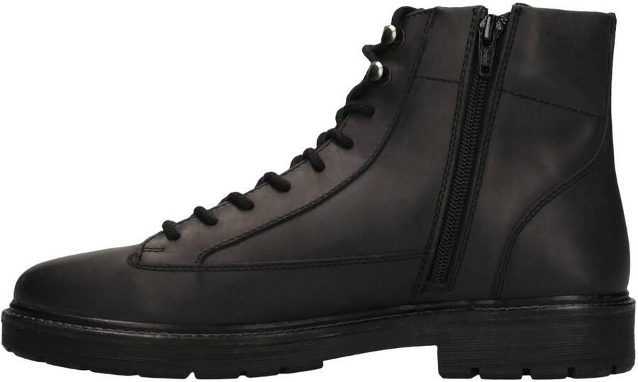 Manfield leren veterboots met profielzool zwart - Foto 2