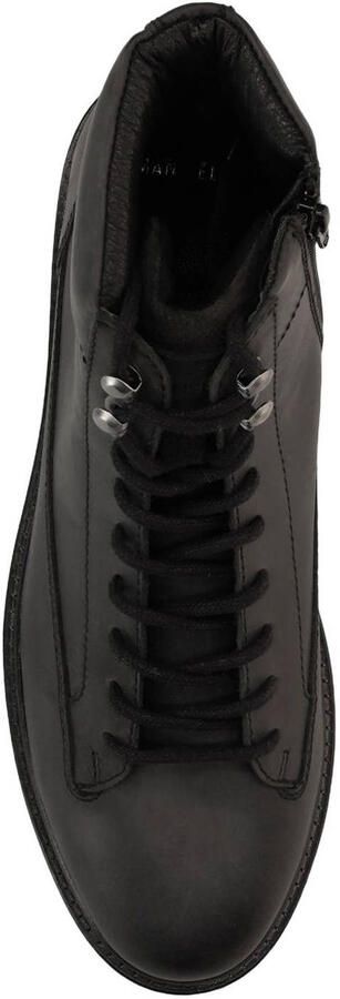 Manfield leren veterboots met profielzool zwart - Foto 3
