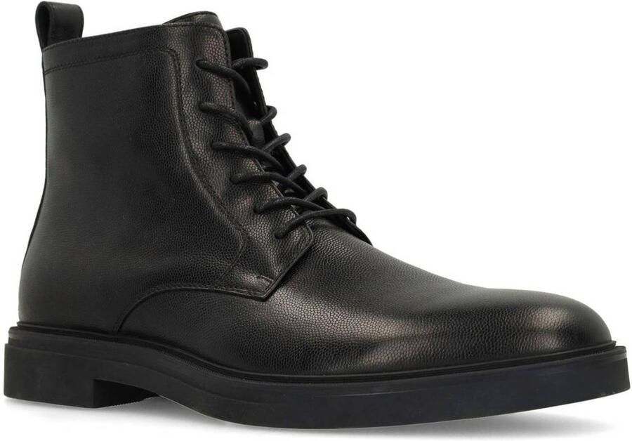 Manfield Heren Zwarte leren veterboots - Foto 3