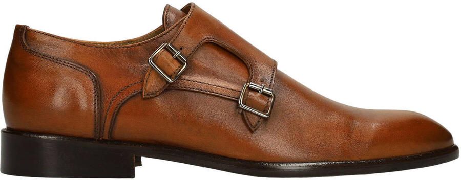Manfield Heren Cognac leren gespschoenen