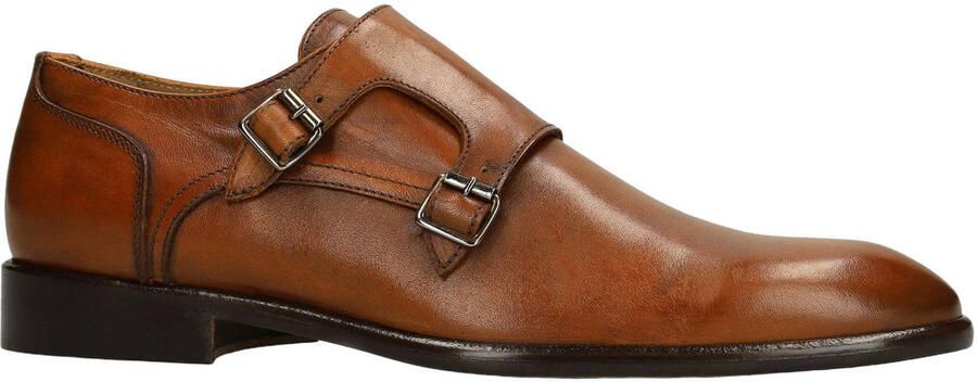 Manfield Heren Cognac leren gespschoenen - Foto 3