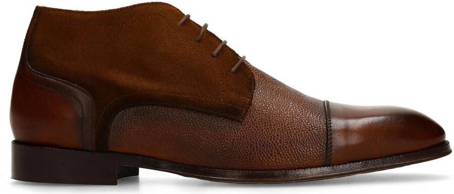 Black Label Heren Bruine leren veterschoenen met suède zijkanten