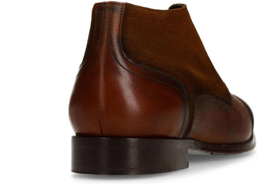 Black Label Heren Bruine leren veterschoenen met suède zijkanten