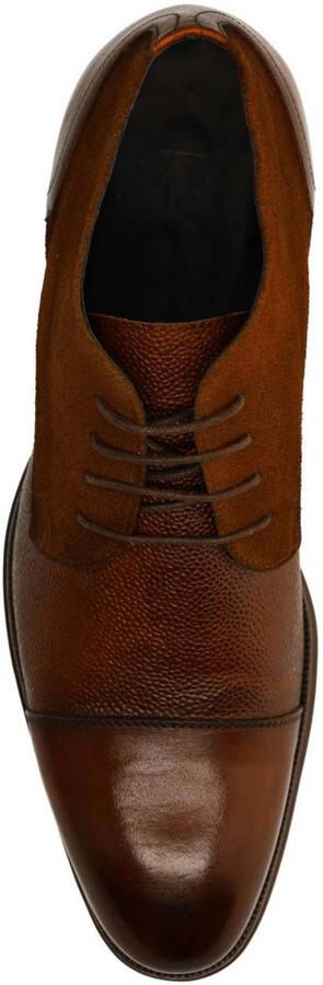 Black Label Heren Bruine leren veterschoenen met suède zijkanten - Foto 3