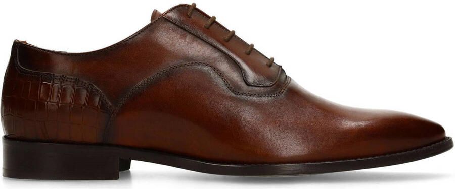 Black Label Heren Donkerbruine leren veterschoenen