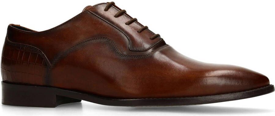 Black Label Heren Donkerbruine leren veterschoenen
