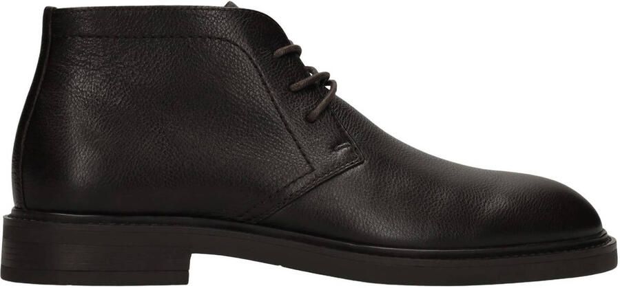Manfield Heren Donkerbruine leren veterschoenen