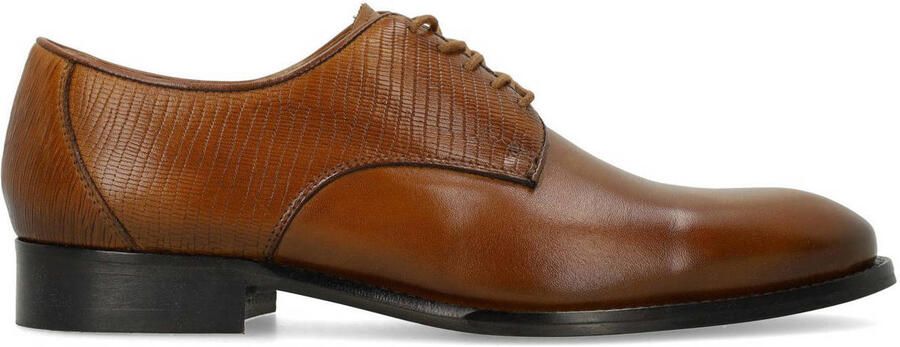 Manfield Heren Cognac leren veterschoenen