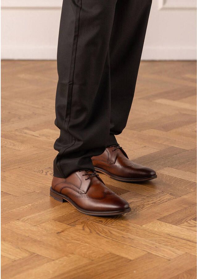 Manfield Heren Cognac leren veterschoenen - Foto 3