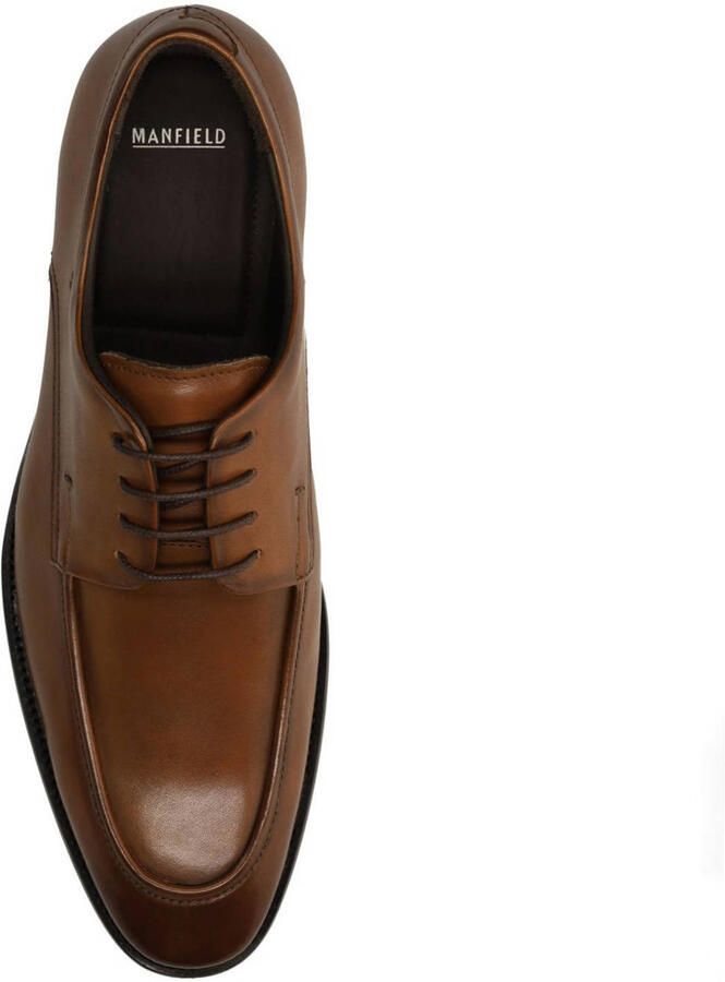Manfield Heren Cognac leren veterschoenen - Foto 2