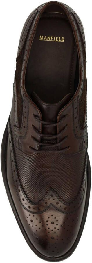 Manfield Heren Bruine gedetailleerde leren veterschoenen