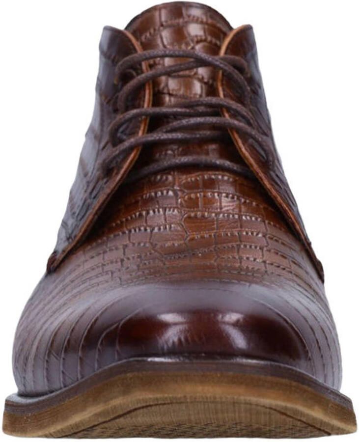 Manfield leren veterschoenen met crocoprint bruin - Foto 2