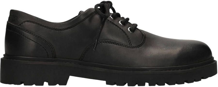 Manfield leren veterschoenen met profielzool zwart