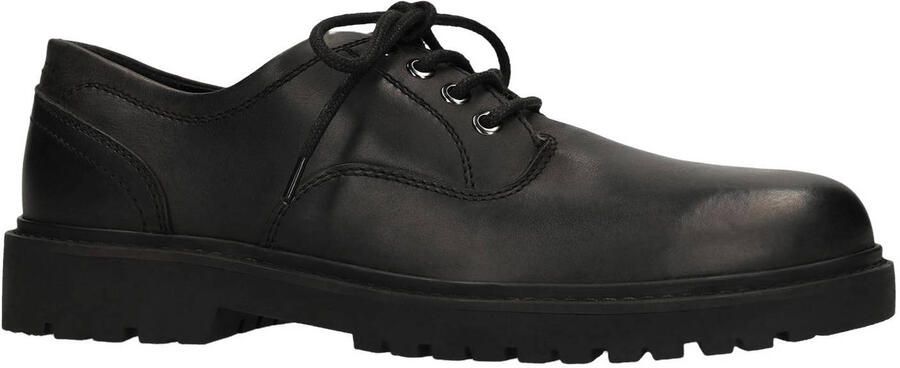 Manfield leren veterschoenen met profielzool zwart - Foto 3